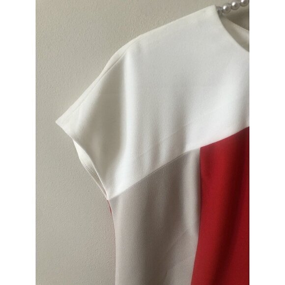 Anne Klein Womens Size 4 Colorblock Sheath Dress Red Black Tan Cream - Picture 3 of 6